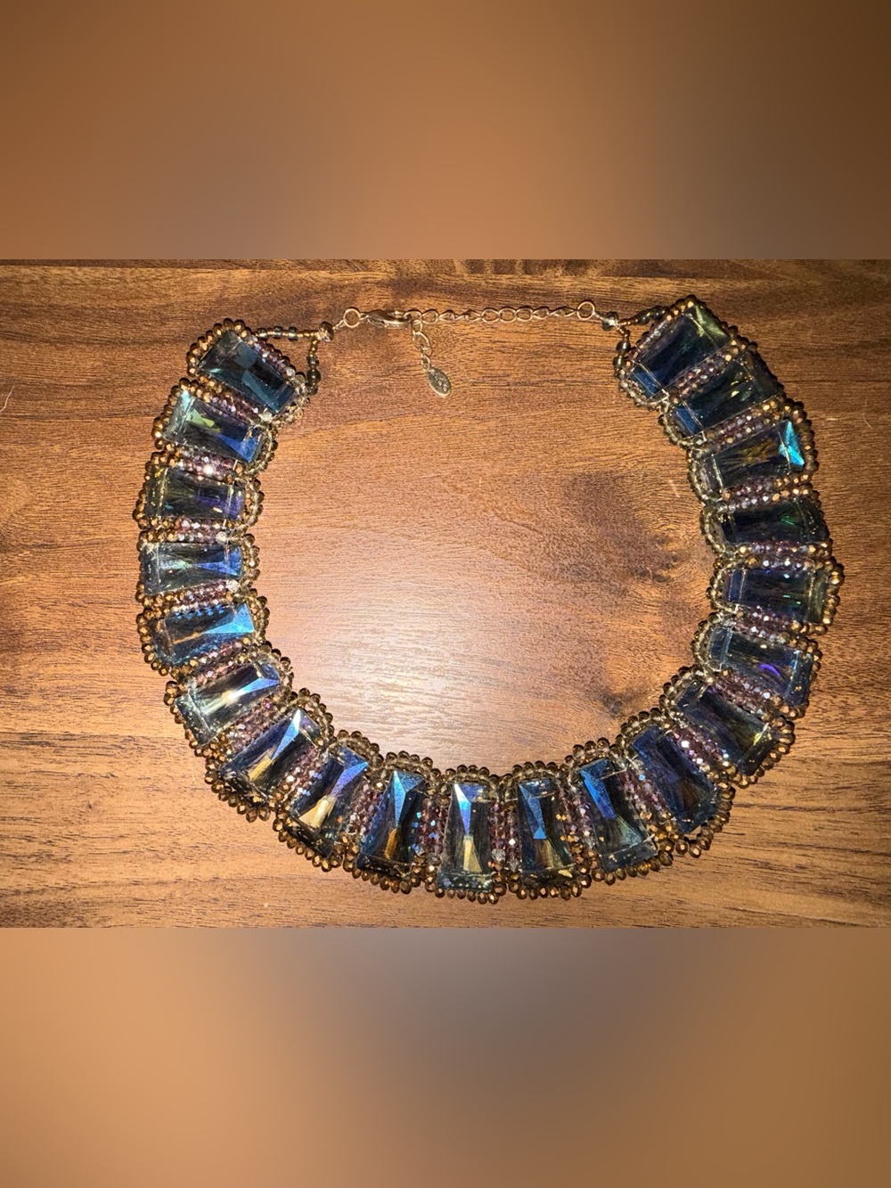Aldo Iridescent Blue and Gold Statement Necklace